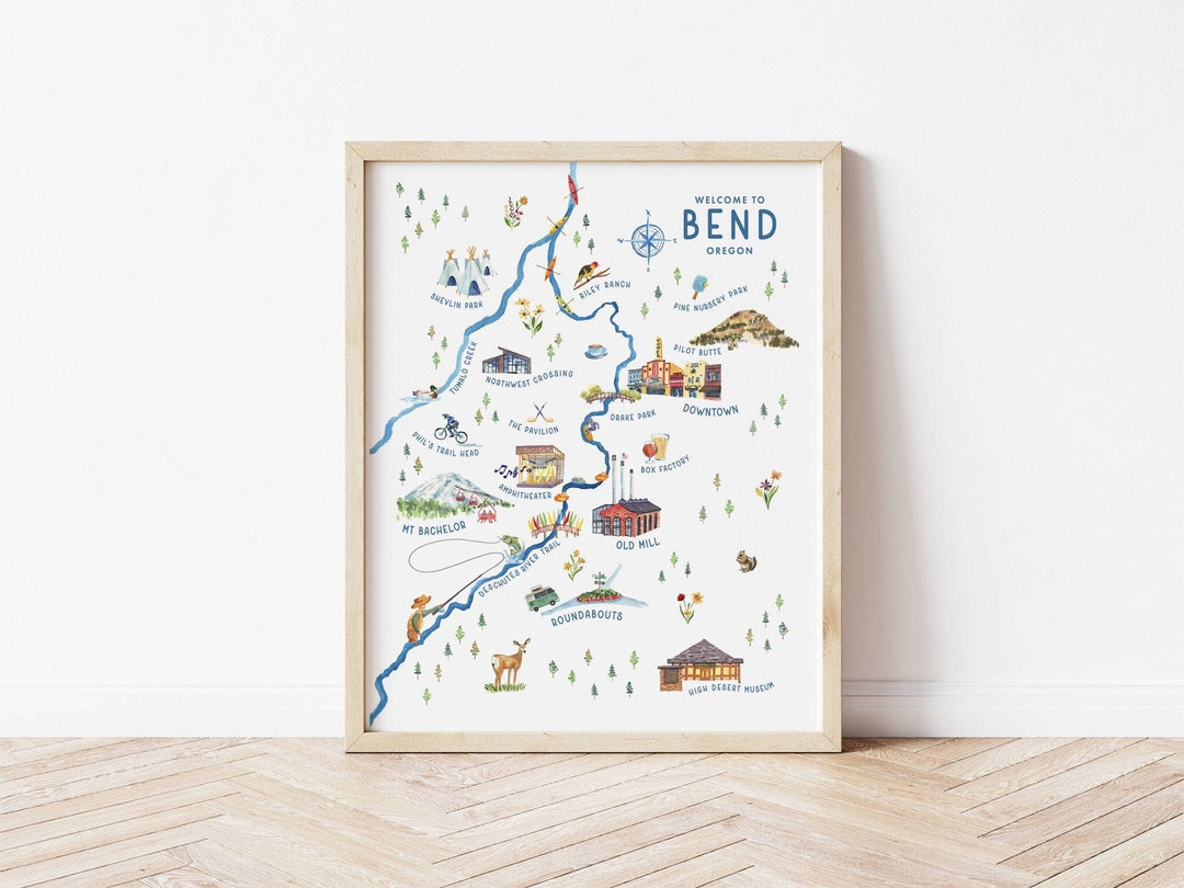 PNW Bend, Oregon Map Illustrated | Art Print - Pac Nor Westy -