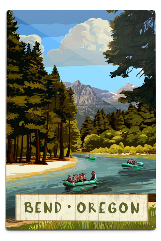 River Rafting 12x18 Metal Sign