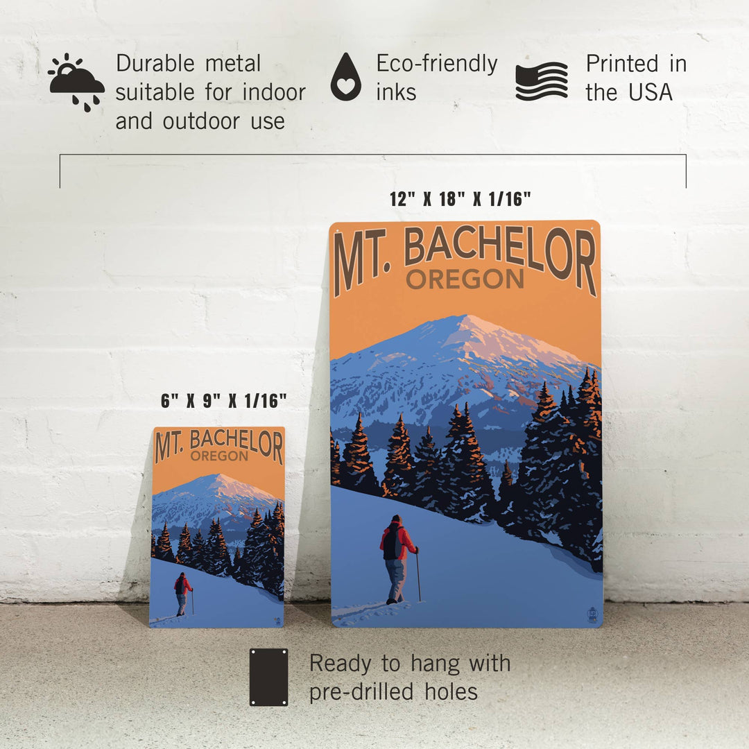 Mt. Bachelor Skier 12x18 Metal Sign