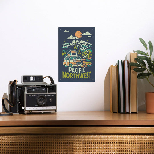 Mountain Camper Van 12x18 Metal Sign
