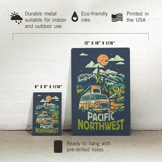 Mountain Camper Van 12x18 Metal Sign