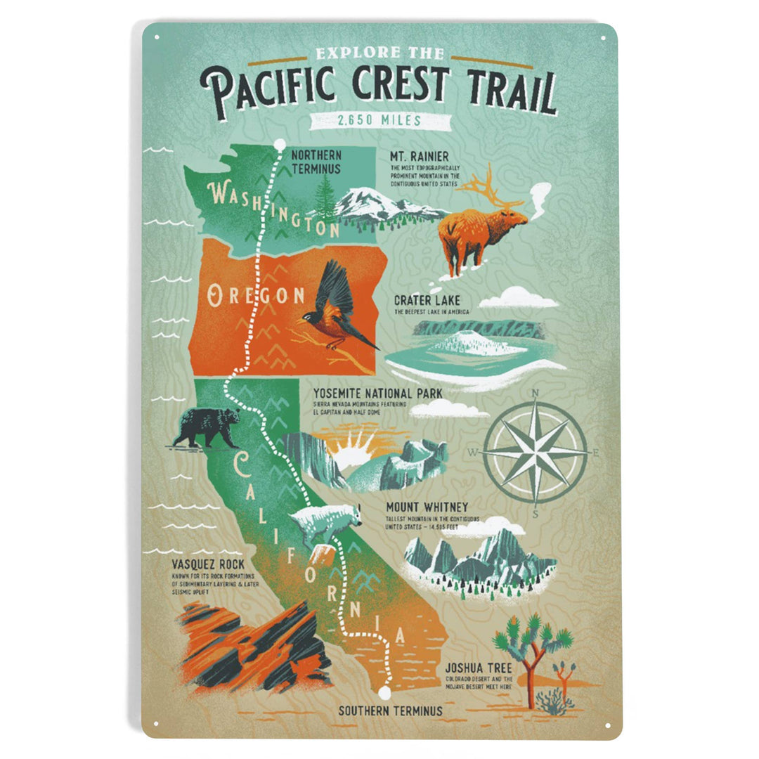 Explore the Pacific Crest Trail 12x18 Metal Sign