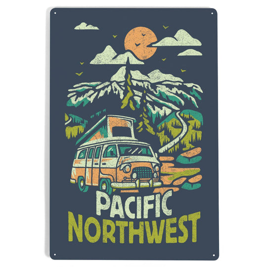 Mountain Camper Van 12x18 Metal Sign