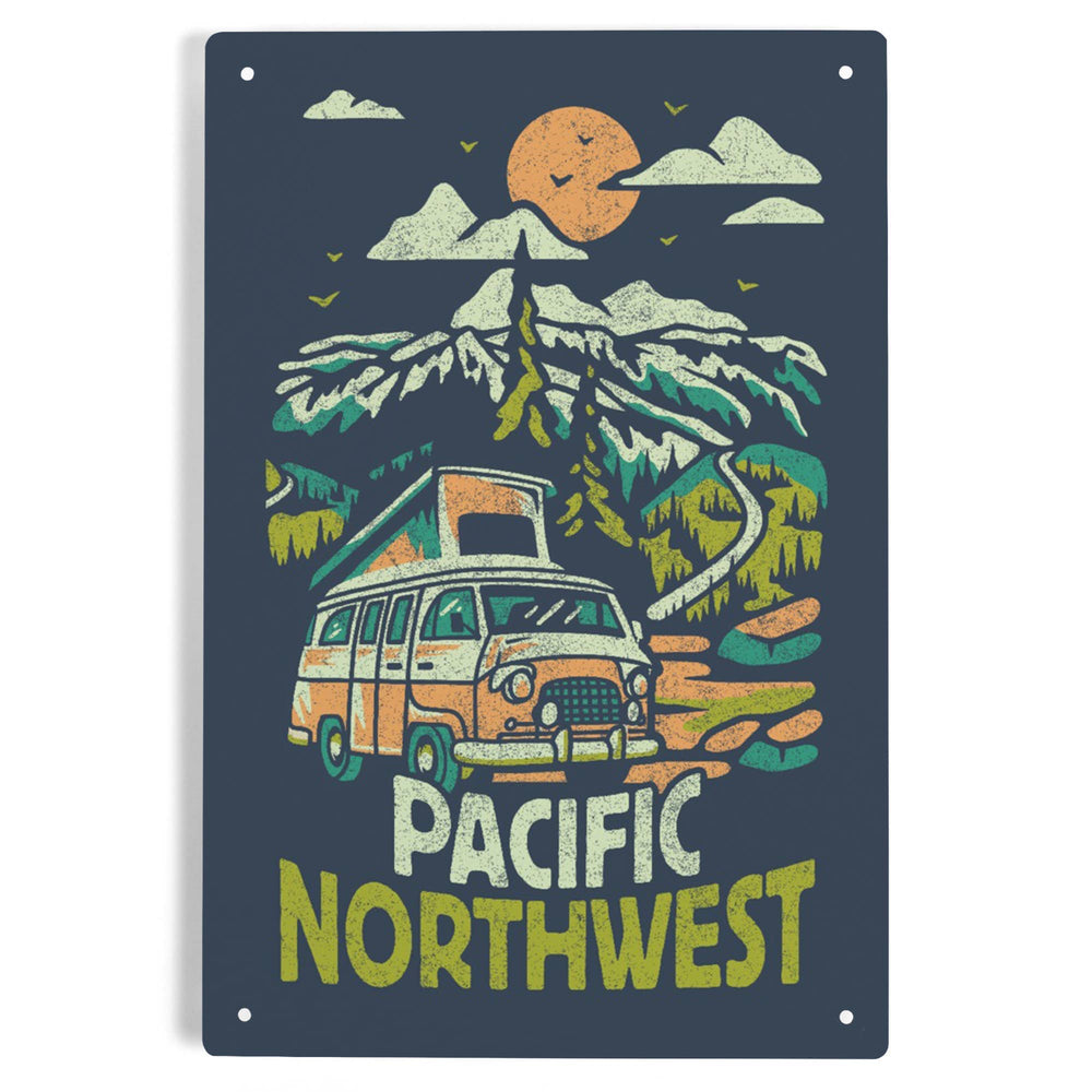 Mountain Camper Van 12x18 Metal Sign