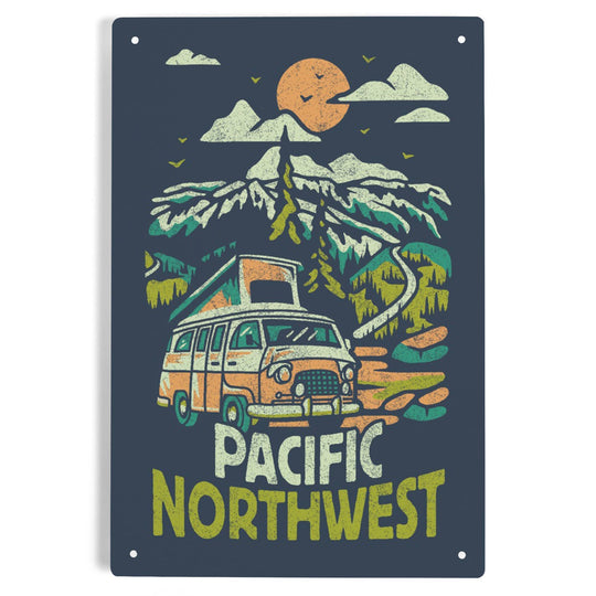 Mountain Camper Van 12x18 Metal Sign