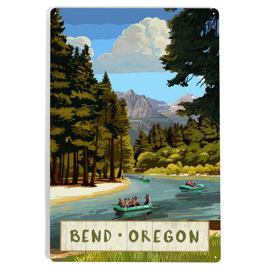 River Rafting 12x18 Metal Sign