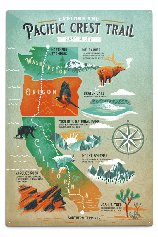 Explore the Pacific Crest Trail 12x18 Metal Sign