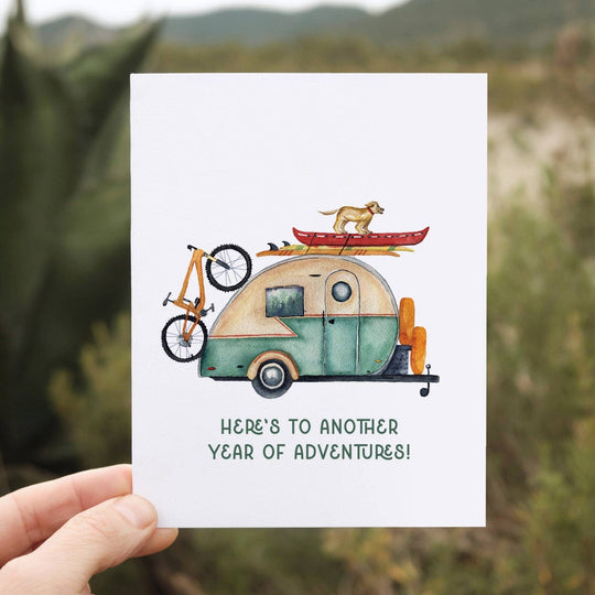 PNW Adventure Retro Camper Birthday Card - Pac Nor Westy - 