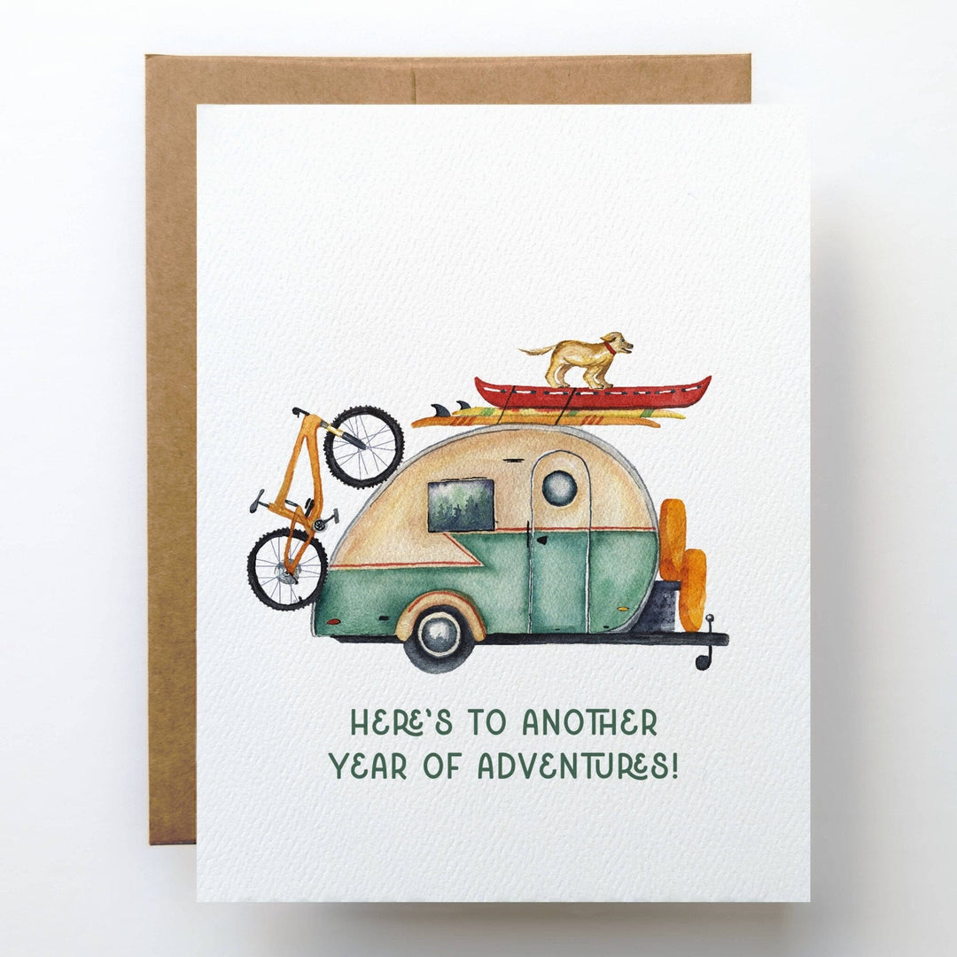 PNW Adventure Retro Camper Birthday Card - Pac Nor Westy - 
