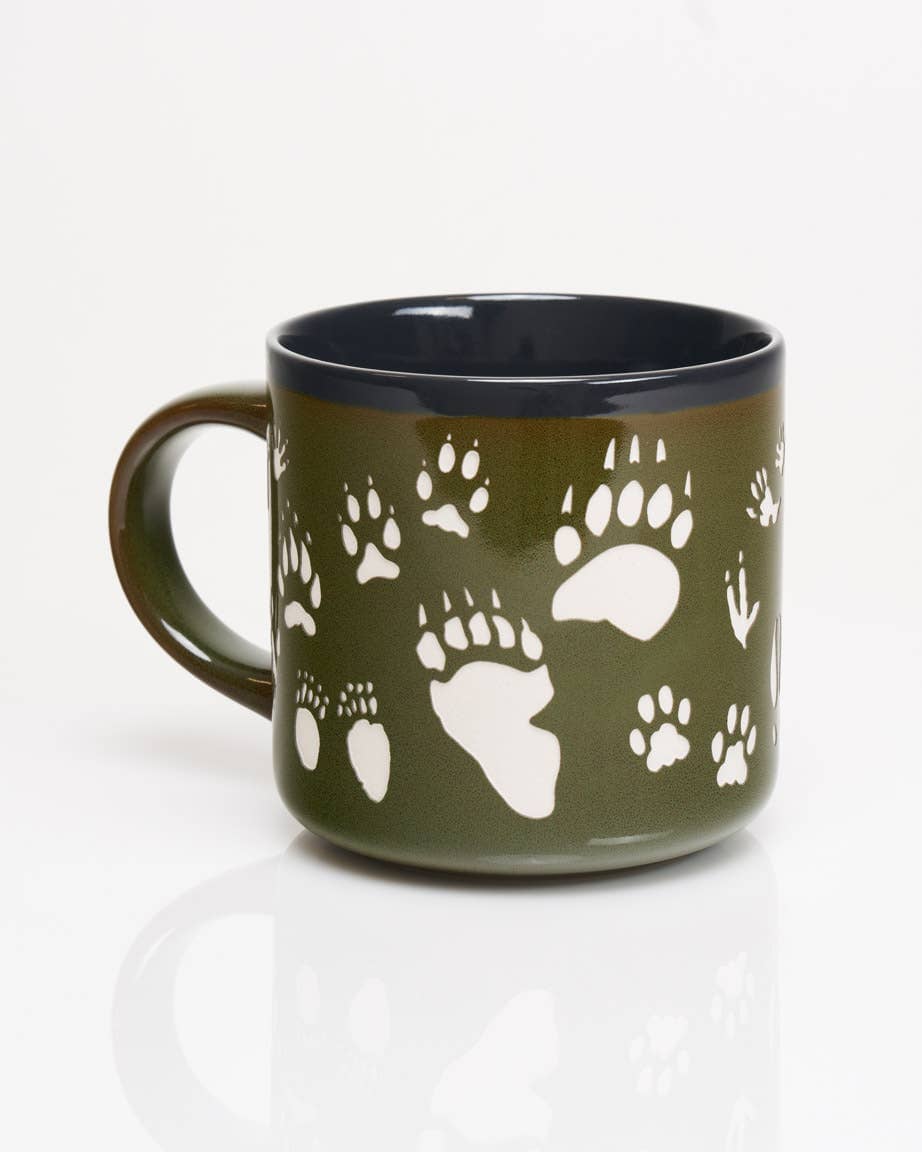 PNW Animal Tracks Hand Carved Ceramic Mug - Pac Nor Westy - 