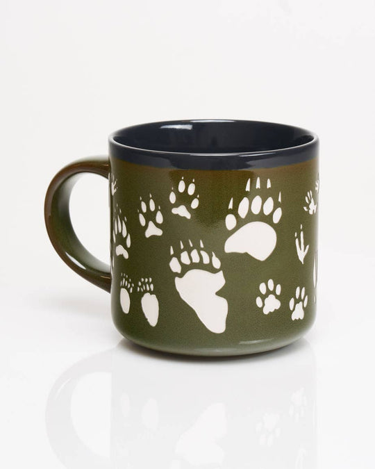 PNW Animal Tracks Hand Carved Ceramic Mug - Pac Nor Westy - 