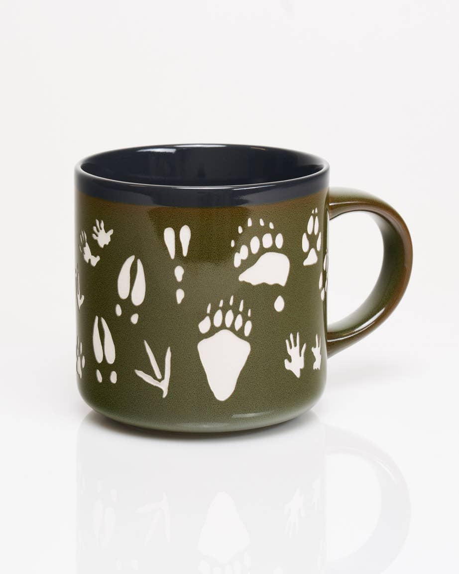 PNW Animal Tracks Hand Carved Ceramic Mug - Pac Nor Westy - 