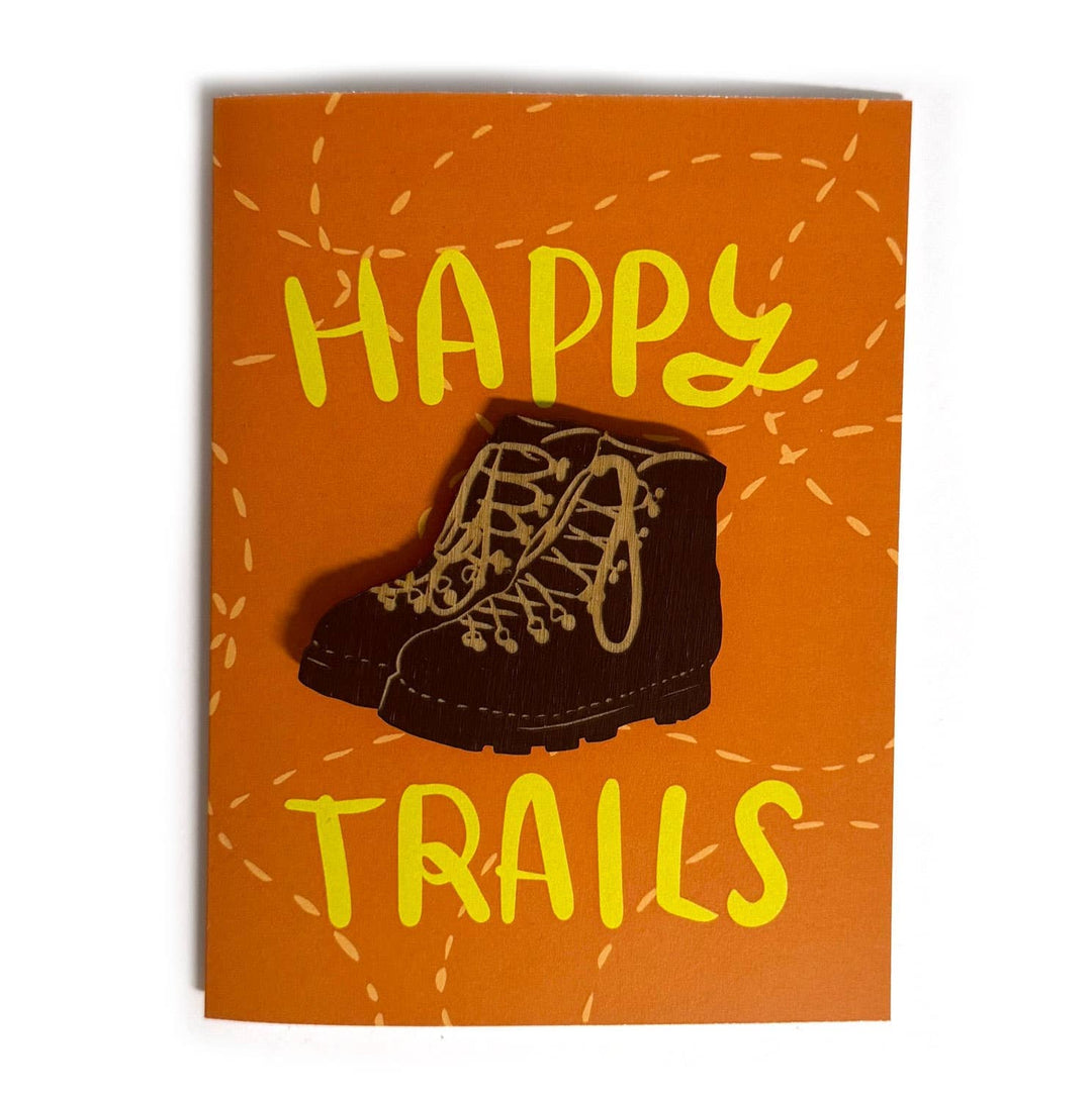 PNW Happy Trails - Hiking Boots Magnet w/ Card: Brown - Pac Nor Westy - 