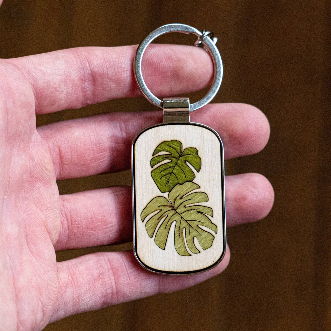 PNW Monstera Leaf Wood and Metal Keychain - Pac Nor Westy - 