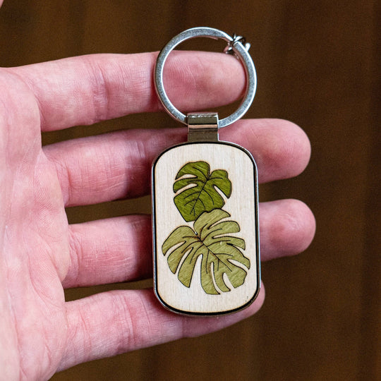 PNW Monstera Leaf Wood and Metal Keychain - Pac Nor Westy - 