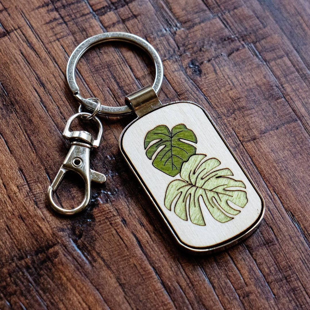 PNW Monstera Leaf Wood and Metal Keychain - Pac Nor Westy - 