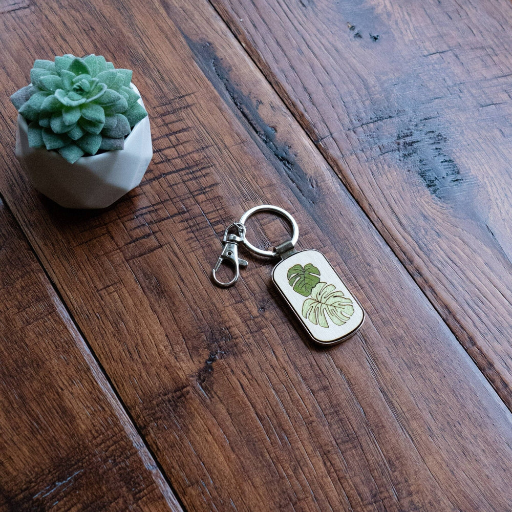 PNW Monstera Leaf Wood and Metal Keychain - Pac Nor Westy - 