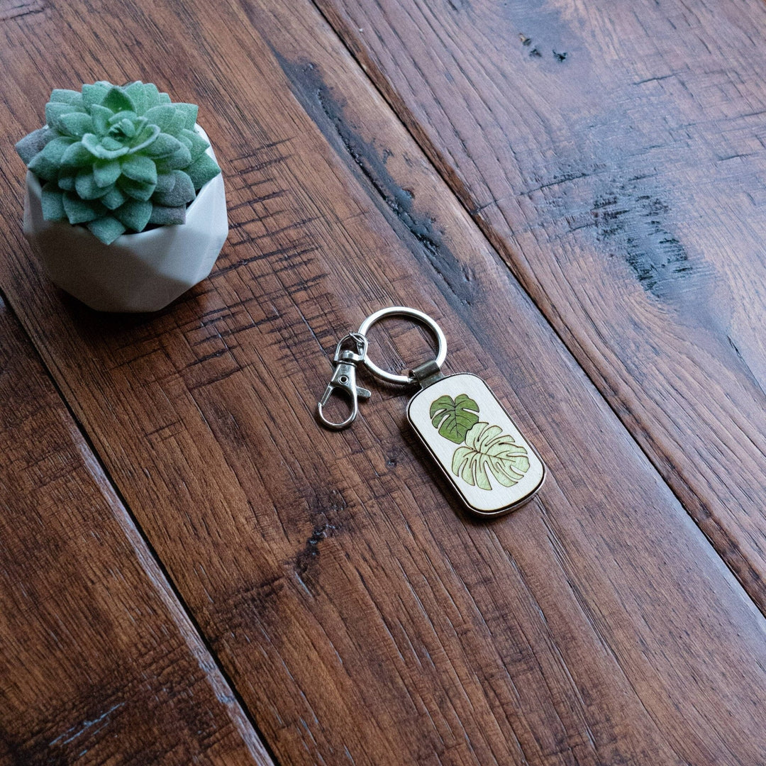 PNW Monstera Leaf Wood and Metal Keychain - Pac Nor Westy - 