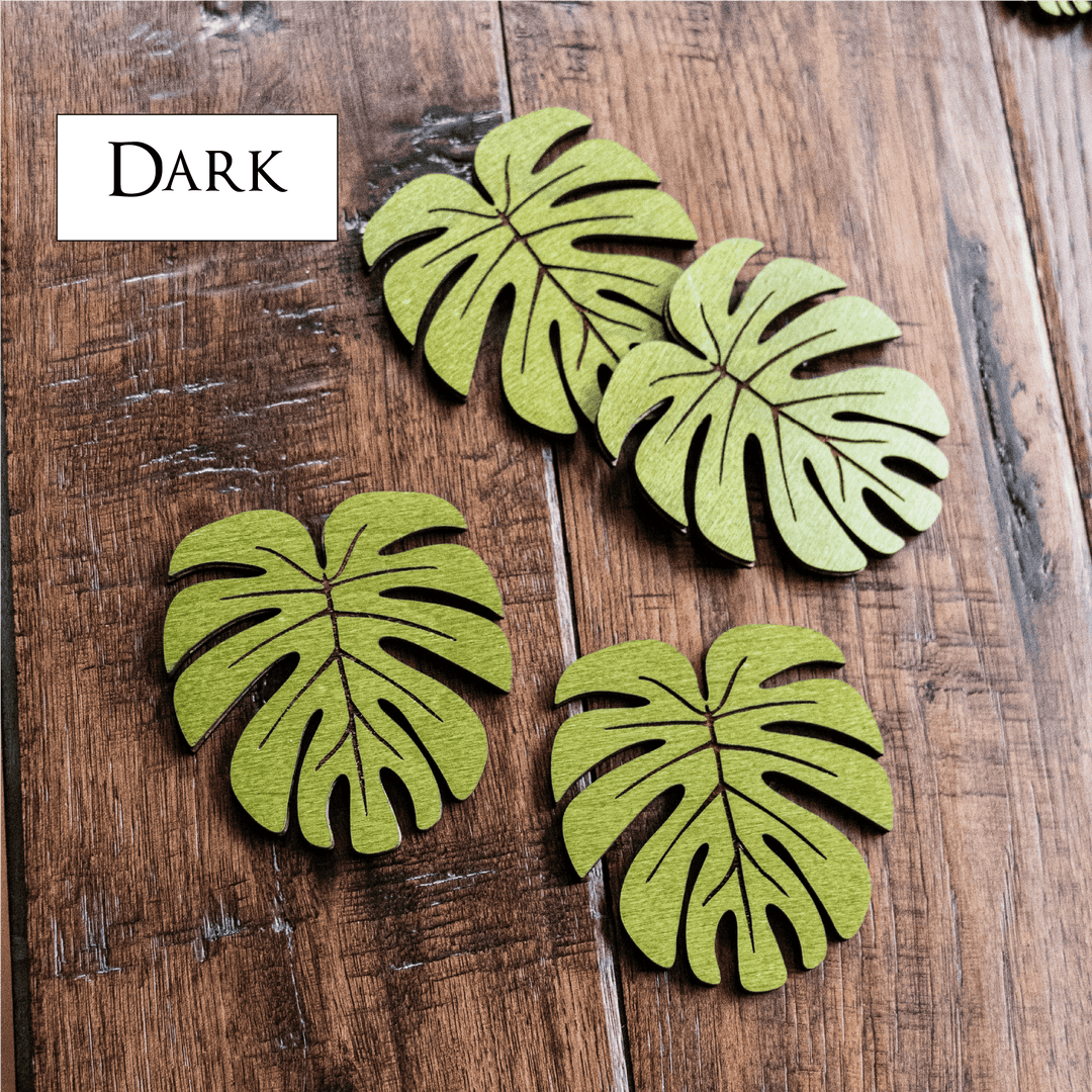 PNW Monstera Leaf Wood Coasters: Dark - Pac Nor Westy - 