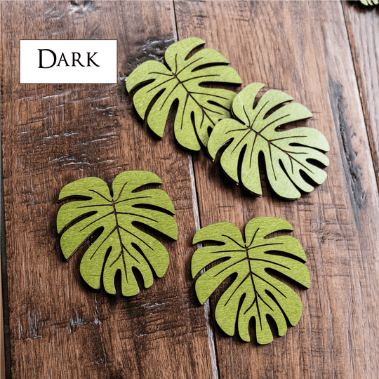 PNW Monstera Leaf Wood Coasters: Dark - Pac Nor Westy - 