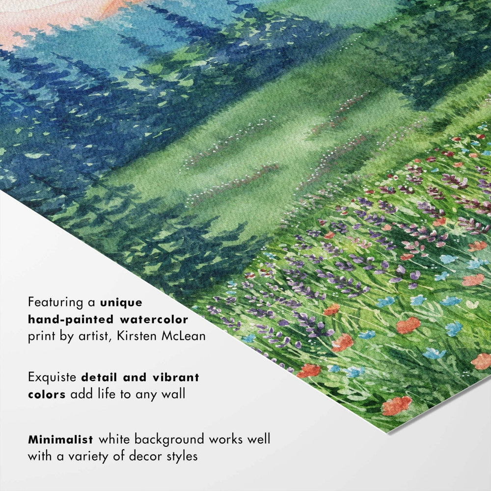 PNW Mountains in Bloom | Watercolor Art Print: 11"x14" - Pac Nor Westy - 