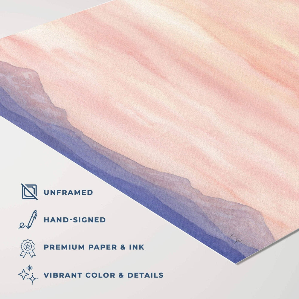 PNW Pink Sky Sunset Watercolor 11"x14" Art Print - Pac Nor Westy - 