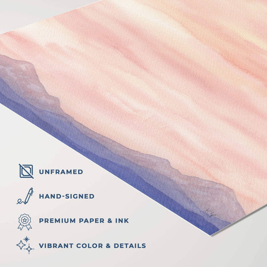 PNW Pink Sky Sunset Watercolor 11"x14" Art Print - Pac Nor Westy - 