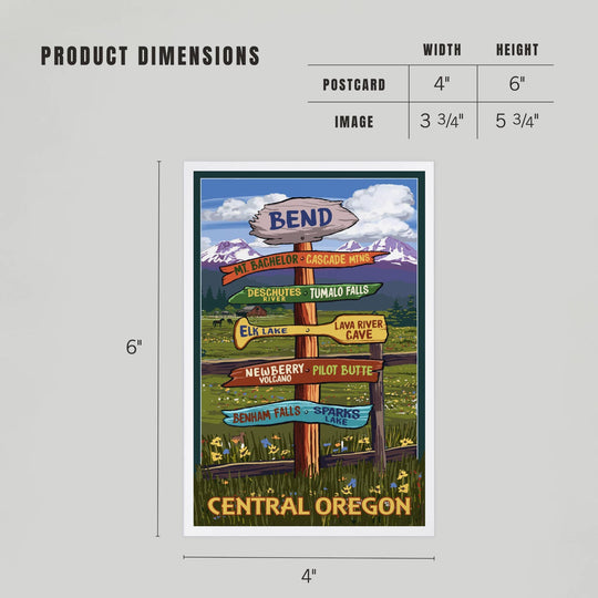 PNW PREMIUM POSTCARDS Bend, Oregon, Destination Signpost - Pac Nor Westy - 