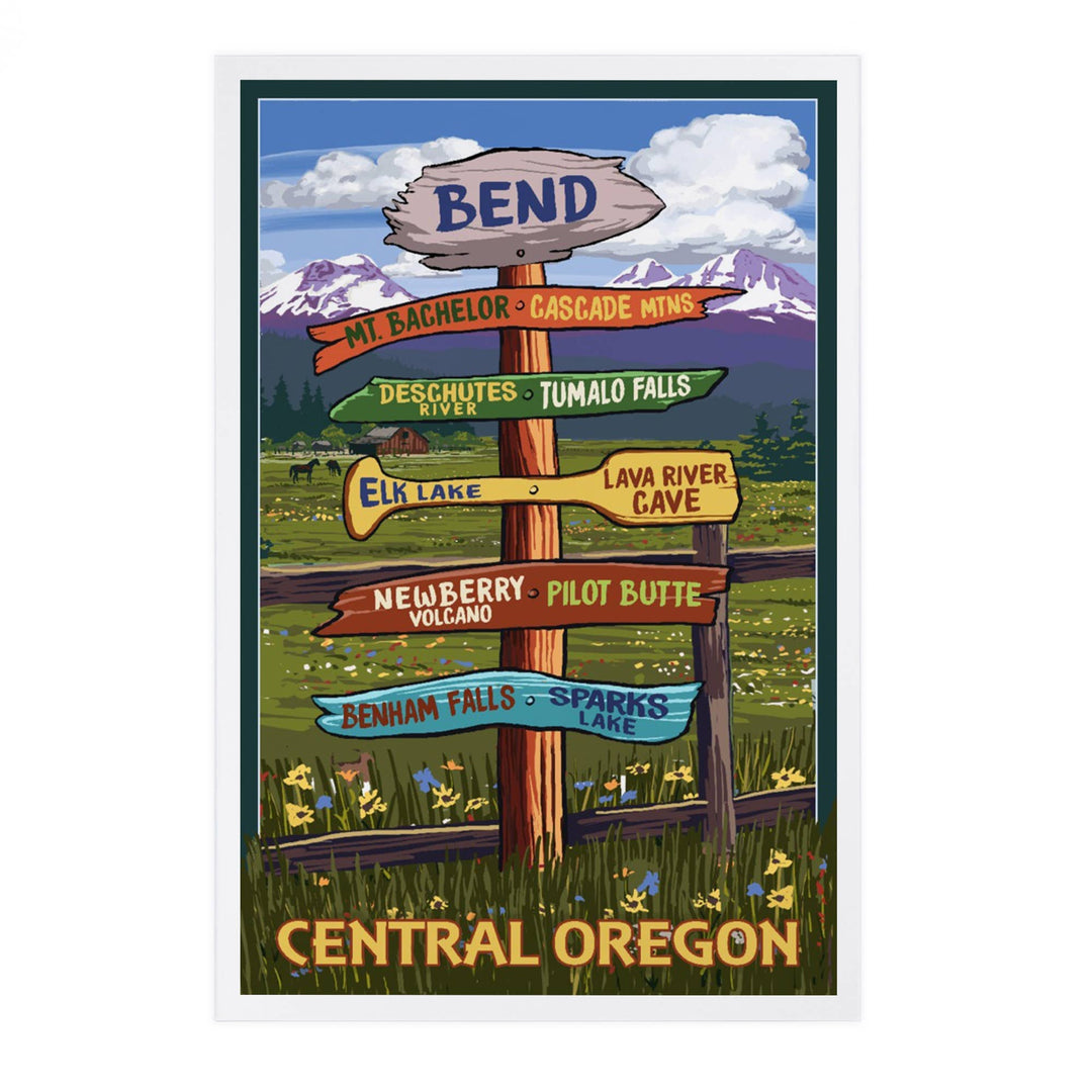 PNW PREMIUM POSTCARDS Bend, Oregon, Destination Signpost - Pac Nor Westy - 