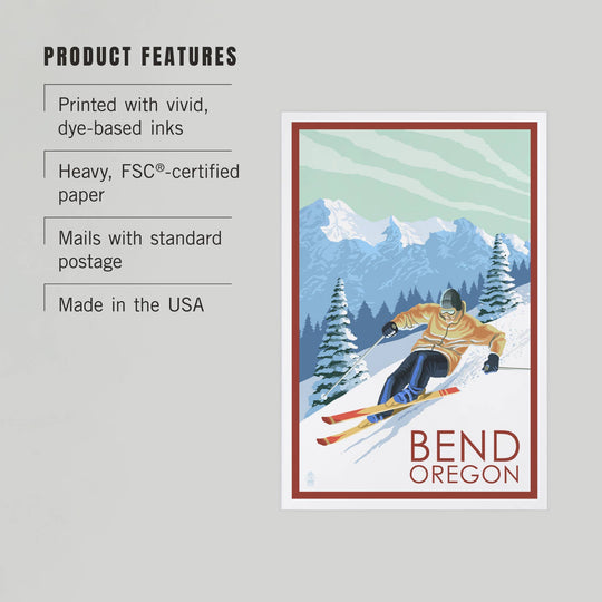 PNW PREMIUM POSTCARDS Bend, Oregon, Downhhill Snow Skier - Pac Nor Westy - 