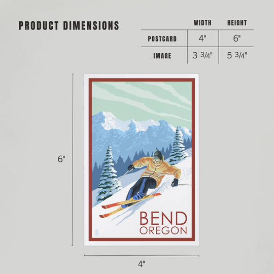 PNW PREMIUM POSTCARDS Bend, Oregon, Downhhill Snow Skier - Pac Nor Westy - 