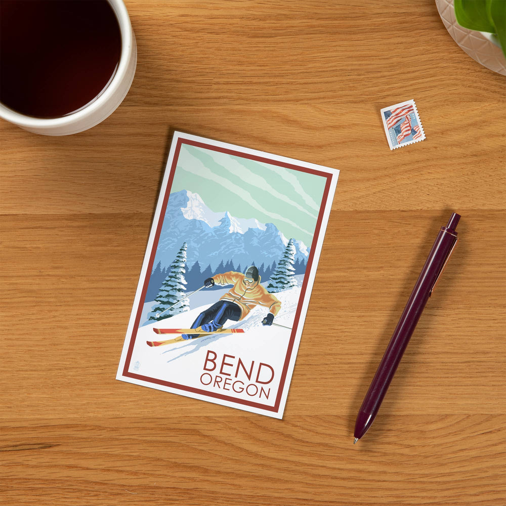 PNW PREMIUM POSTCARDS Bend, Oregon, Downhhill Snow Skier - Pac Nor Westy - 