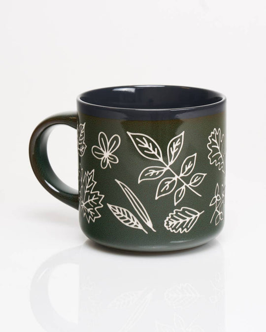 PNW Pressed Leaves Hand Carved Ceramic Mug - Pac Nor Westy - 