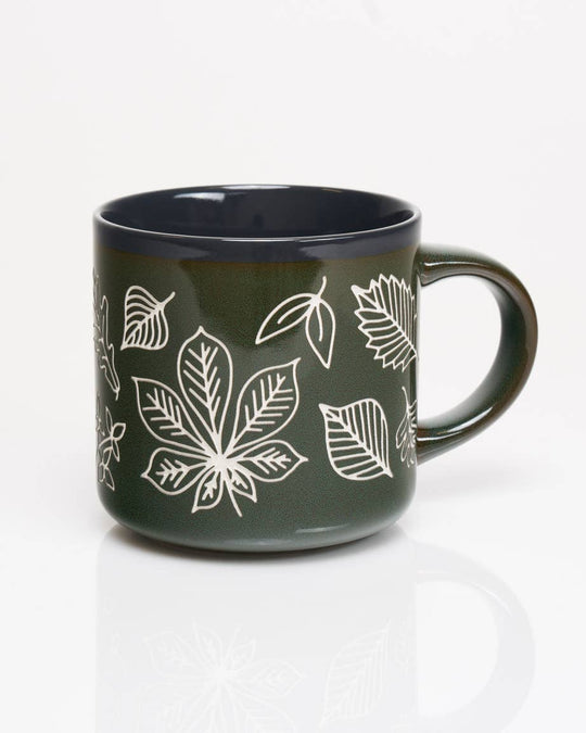 PNW Pressed Leaves Hand Carved Ceramic Mug - Pac Nor Westy - 