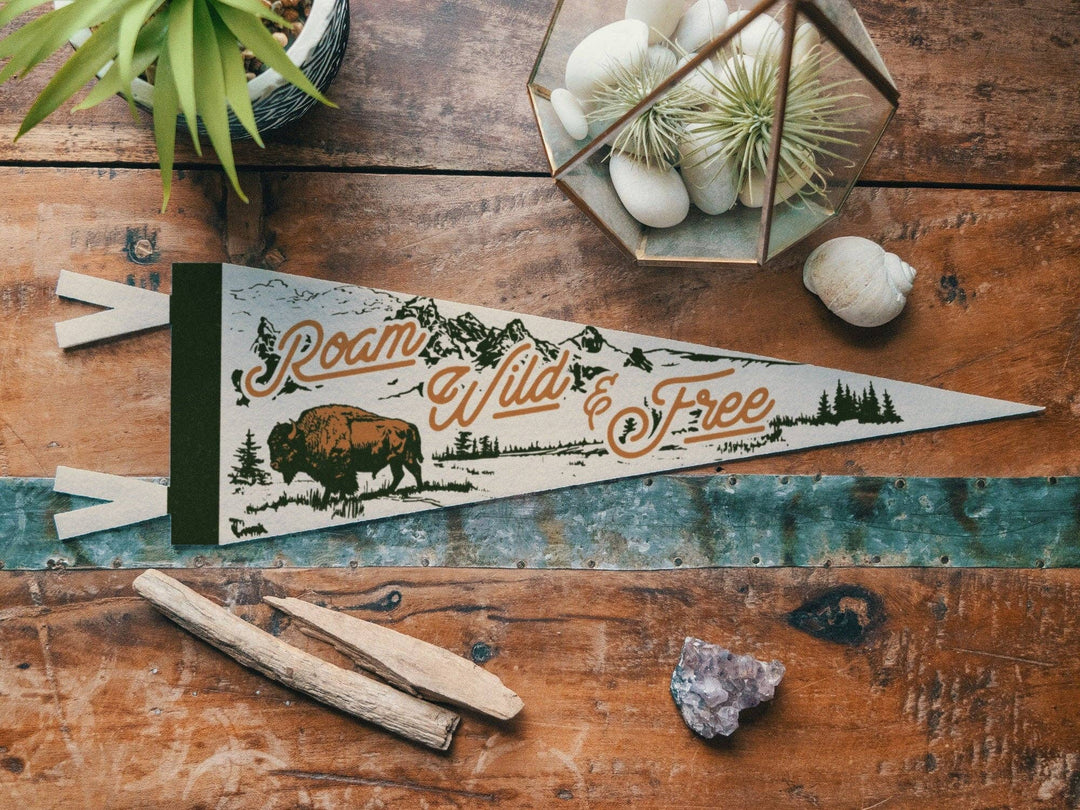 PNW Roam Wild & Free Felt Pennant - Pac Nor Westy - 