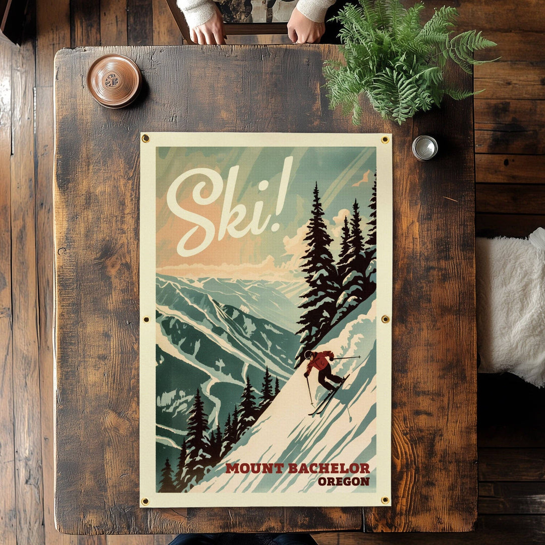 PNW Ski Mount Bachelor Oregon Felt Banner - Pac Nor Westy - 
