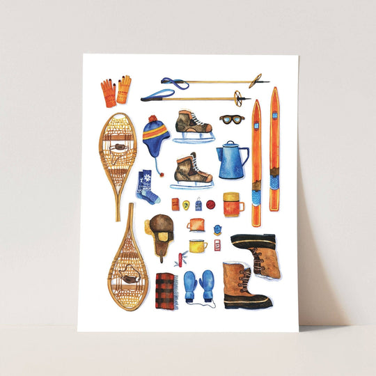 PNW Vintage Ski Gear 11" x 14" Art Print - Pac Nor Westy - 