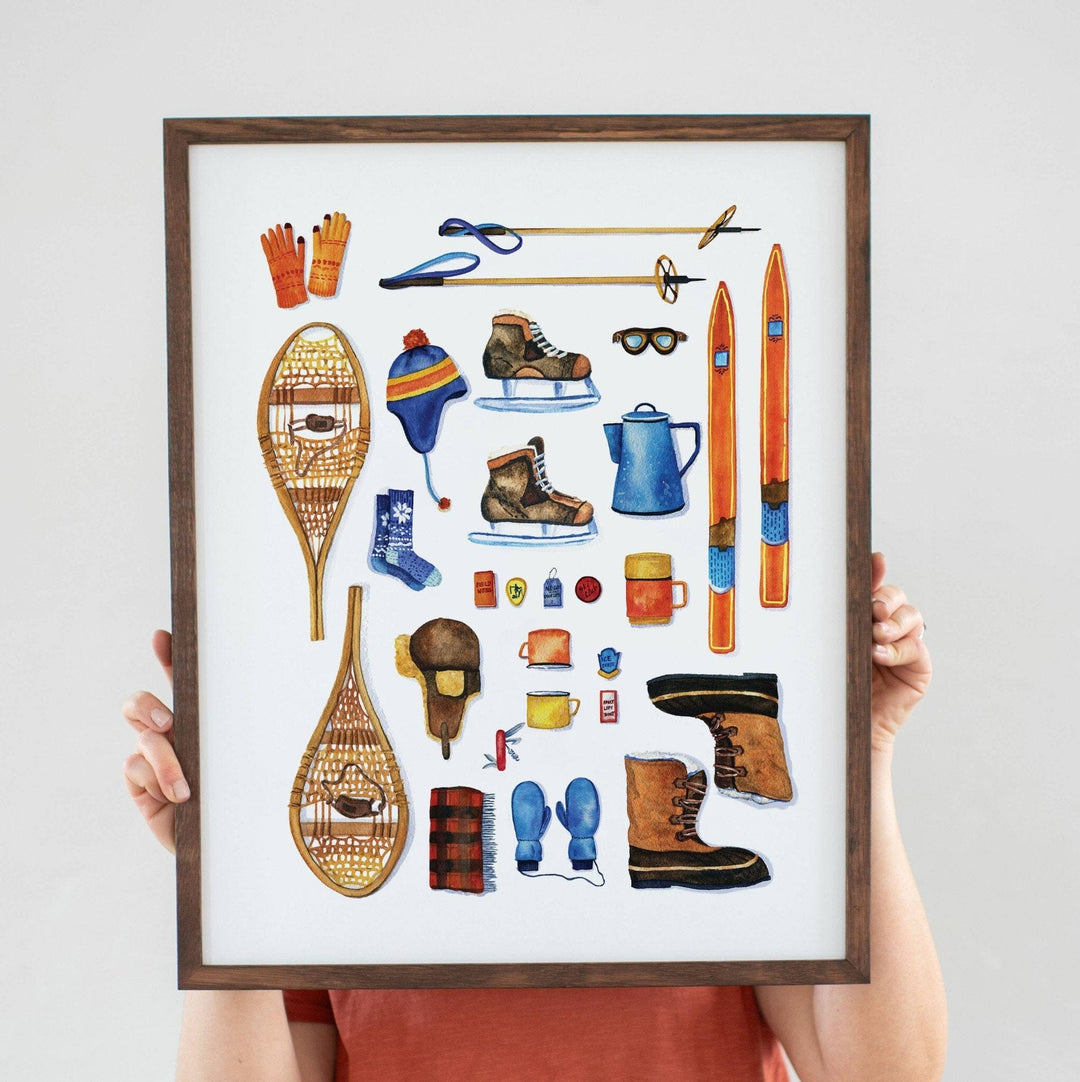 PNW Vintage Ski Gear 11" x 14" Art Print - Pac Nor Westy - 