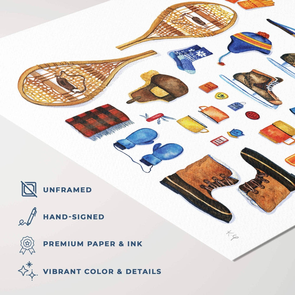 PNW Vintage Ski Gear 11" x 14" Art Print - Pac Nor Westy - 